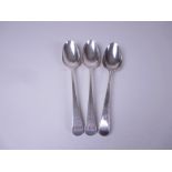 A pair of George III silver Table Spoons old english pattern with bright cut decoration and