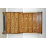 A fine Edwardian mahogany Tallboy Chest, with marquetry dentil frieze and angled corners, fitted