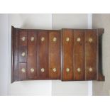 A Georgian oak Chest on Chest of three short and six long drawers with inlaid canted corners on