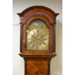 An 18th Century Longcase Clock with arched brass dial having silvered chapter ring inscribed