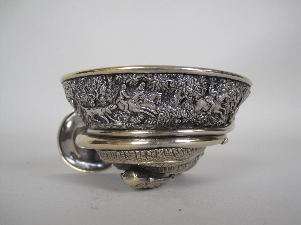 A fine quality Scandinavian silver and parcel-gilt Hunting Cup with detailed stag hunting scene - Image 4 of 11