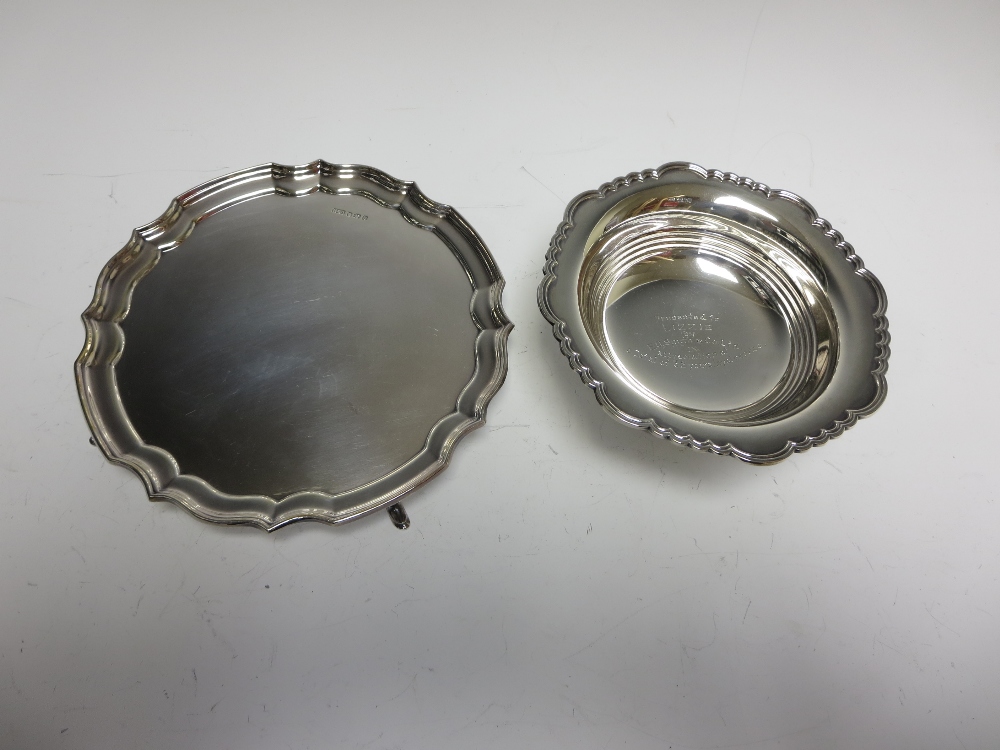 A modern silver shaped circular Salver, London 1976, and a Comport, Sheffield 1955 - Image 2 of 2