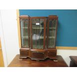 A Georgian style Apprentice piece mahogany Breakfront Cabinet with tracery glazed door above fall