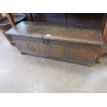 A small 17th century oak Sword Chest with carved frieze