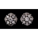 A pair of Diamond Ear Clips set throughout old and rose-cut stones