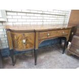 A Regency mahogany and satinwood cross-banded breakfront Sideboard with brass gallery, pair of