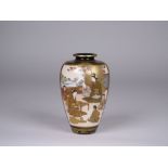 A fine Japanese satsuma Vase by KINKOZAN, Meiji Period, of small oviform, decorated with two