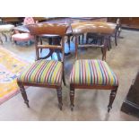 Six early 19th Century mahogany Dining Chairs with bar backs, stuff over seats on turned and
