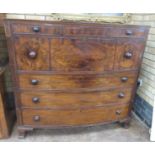 A 19th Century mahogany and inlaid bow fronted Secretaire Chest fitted top drawer above secretaire
