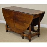 An 18th Century oak oval Gate-leg Table, fitted single drawer on baluster turned and square legs
