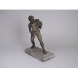 A grand tour bronze Figure of a naked man on stepped marble base, 10in H