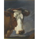 THOMAS SIDNEY COOPER RA (1803-1902)Head of a Shorthorn Cow, a landscape beyondoil on canvas39 1/2