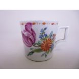 A rare Redcliff Bristol Coffee Can floral painted, angular handle, red painted R mark under, hair