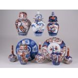 A group of Japanese Imari Porcelains, Meiji/Taisho Period, including five jars (one with cover,