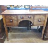 A Regency mahogany Sideboard of small proportions fitted two deep and one shallow drawer on turned