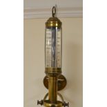 A 19th Century brass Ship's Barometer by R.M. Desterro, Lisbon, mounted on a gimble, 3ft high