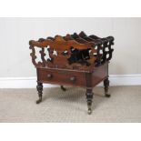 A Victorian rosewood Music Canterbury fitted single drawer on leafage carved supports, 1ft 9in W x