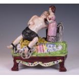 A 19th Century Staffordshire pearlware group of 'Grecian and Daughter', brightly coloured on