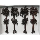 Four 19th Century ornate, wooden Carvings of flowers in the style of Grinling Gibbons, 24in L