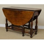 An 18th Century oak oval Gate-leg Table with single drawer on baluster turned and square legs united