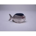 An Edward VII silver Pin Cushion in the form of a fish, Chester 1908, maker: Samson Mordan, 1 3/4in