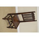 A 17th Century oak Side Chair with shaped and pierced top rail, vertical rail back, solid seat on