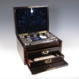 A 19th Century coromandel Dressing Case with mother of pearl inlaid panel and lockplate, the