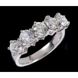 A Diamond five stone Ring claw-set brilliant-cut stones, total diamond weight 2.56cts, in