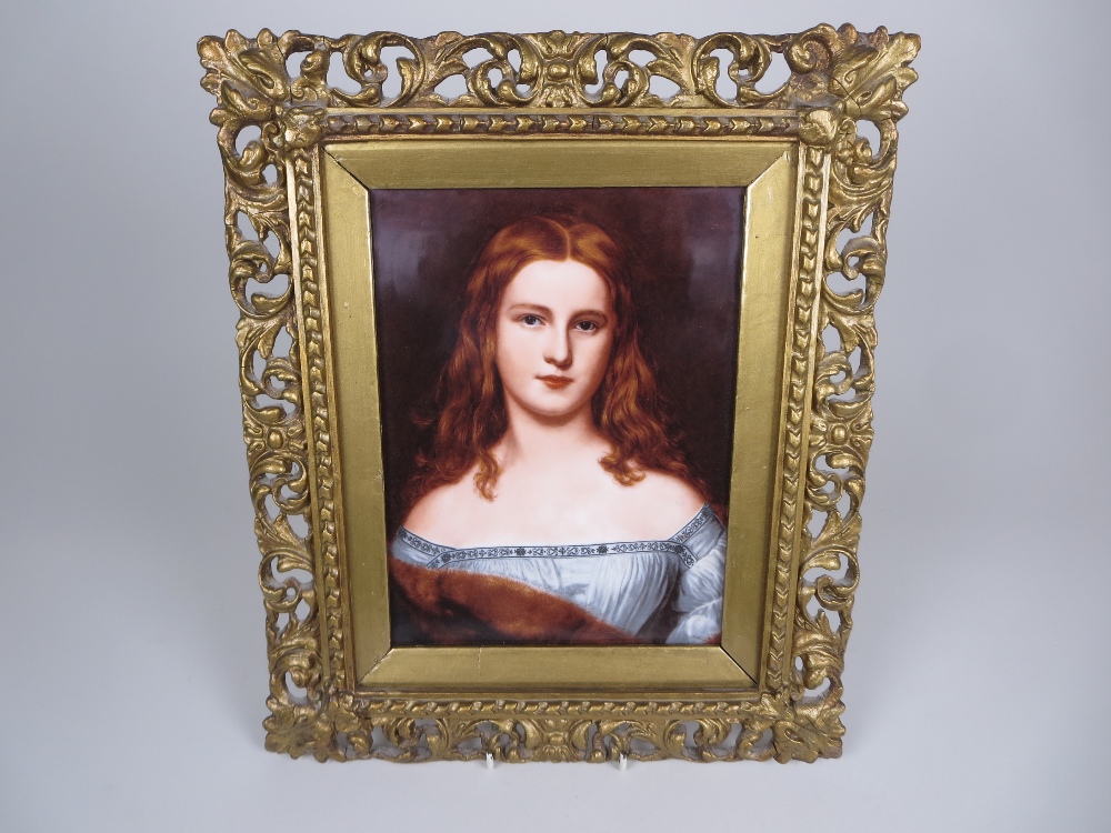 A KPM porcelain Plaque painted Wilhelmina Sulzer, after the original painted in 1838 by Karl - Image 3 of 3