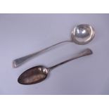 A George III silver Basting Spoon old english pattern engraved initial F, London 1814, maker: