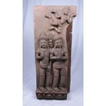 Northern Thai Khmer-style terracotta bas relief, Chiang Mai, 20th C., depicting four deities or