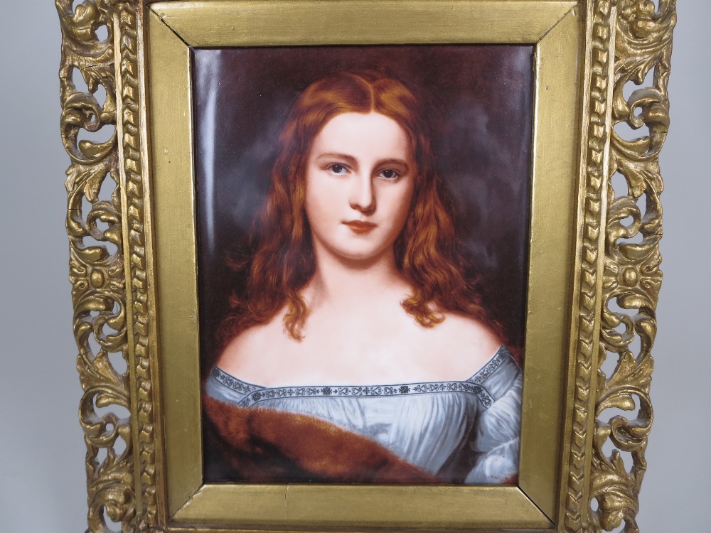A KPM porcelain Plaque painted Wilhelmina Sulzer, after the original painted in 1838 by Karl - Image 2 of 3