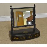 A Regency bowfront Dressing Mirror with rectangular plate, fitted three drawers with floral designs,