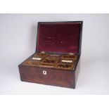 A 19th Century Sewing Box, the interior fitted with tray of multiple compartments with inlaid