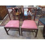 A set of six 18th Century mahogany Dining Chairs with pierced splat backs, drop in seats, on