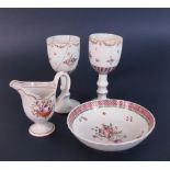 A rare pair of Chinese Export porcelain Goblets, Qianlong, decorated in famille rose with floral