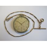 An Elgin open faced keyless wind dress Pocket Watch, the cream dial with silvered arabic numerals