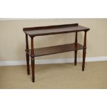 A William IV mahogany Buffet with two tiers on turned tapering supports, 4ft W