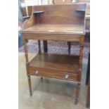 A late Georgian mahogany Washstand with raised gallery, fitted single drawer on fine baluster turned