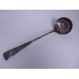 A George III silver Ladle old english pattern with scallop bowl, London 1808, maker: Urquhart &