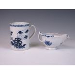 An Isleworth blue and white porcelain Cream Boat, c.1757-75, painted with flowers on a moulded body,