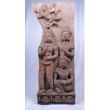 Northern Thai Khmer-style terracotta bas relief, Chiang Mai, 20th C., depicting four deities or