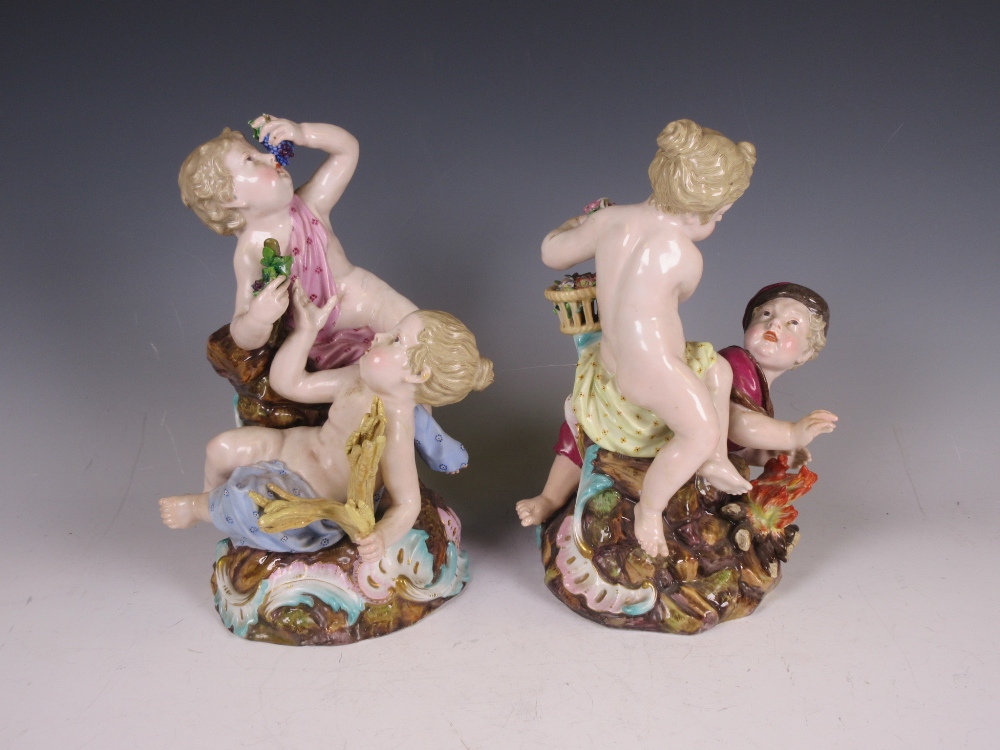 A pair of 19th Century Meissen porcelain Figure Groups of children emblematic of Summer with