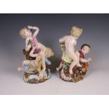 A pair of 19th Century Meissen porcelain Figure Groups of children emblematic of Summer with