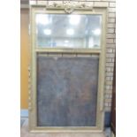 A 19th Century large gilt framed Overmantle with square mirror panel above oil painting depicting