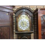 A Georgian Longcase Clock with 8-day movement, brass arched dial with date dial within a chinoiserie