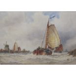 FREDERICK JAMES ALDRIDGE (1850-1933)Sailing barges off the Dutch Coastsigned 'F. J. Aldridge' (lower