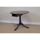 An 18th Century oak Pillar Table with bird cage support on tripod base with pad feet, 2ft 6in diam