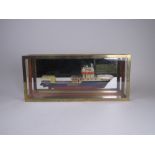 A 20th Century half hull Model "Shearwater Topaz", in brass framed case, 19 1/2 in W