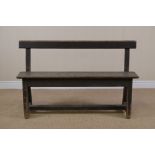 A Child's small Bench on squared supports and stretcher, 3ft 9in W